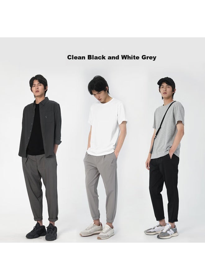 Markless men's Solid Color Short Sleeve T-shirt Txa5630m Light Linen Grey Xxl - Image 5