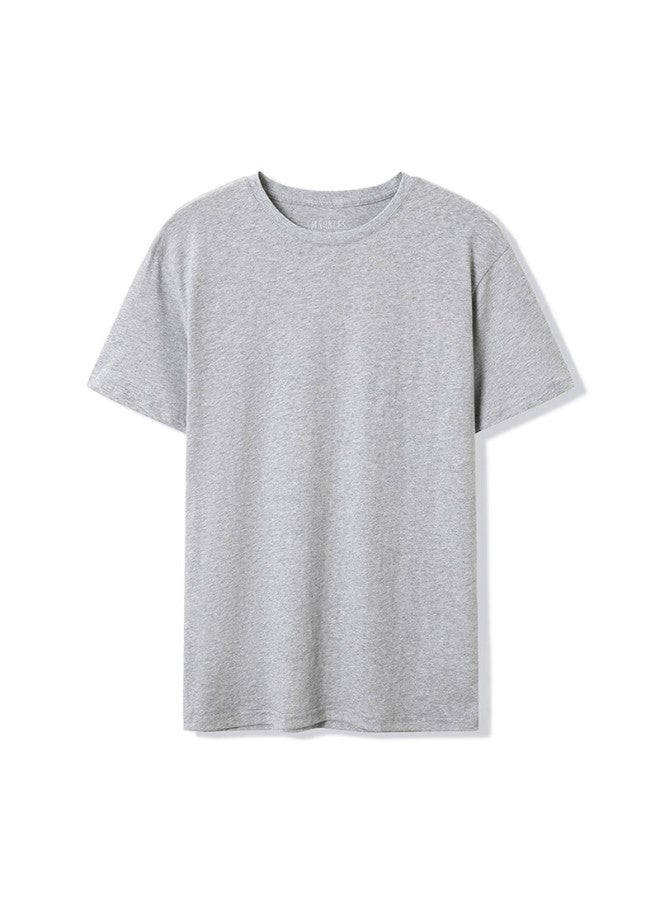 Markless men's Solid Color Short Sleeve T-shirt Txa5630m Light Linen Grey Xxl - Image 4