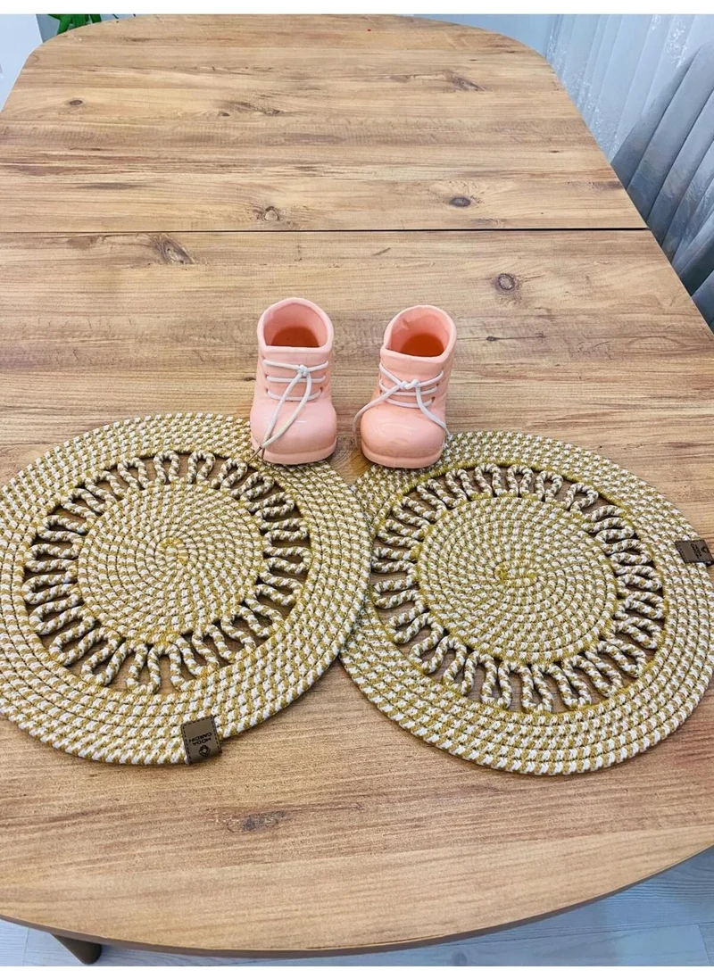 BDZ Deri BDZ Leather Jute Wicker American Service Plate 2 Pieces