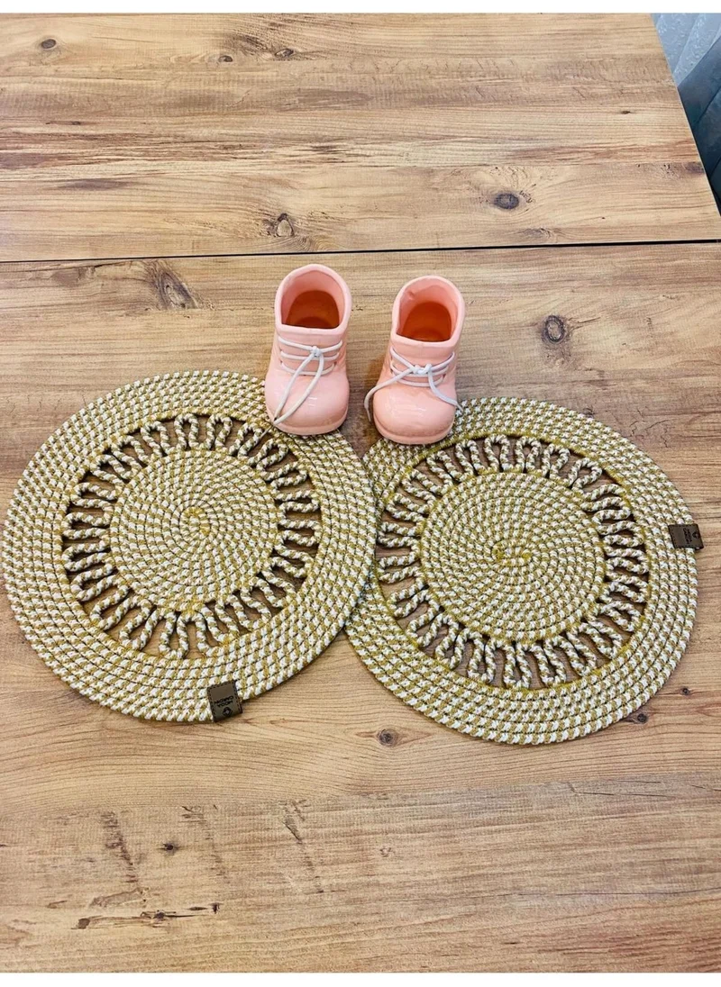BDZ Deri BDZ Leather Jute Wicker American Service Plate 2 Pieces