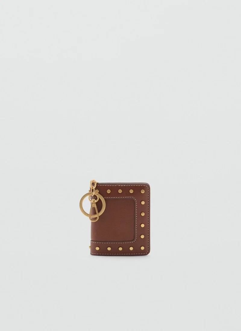 MANGO Studded wallet with keychain detail