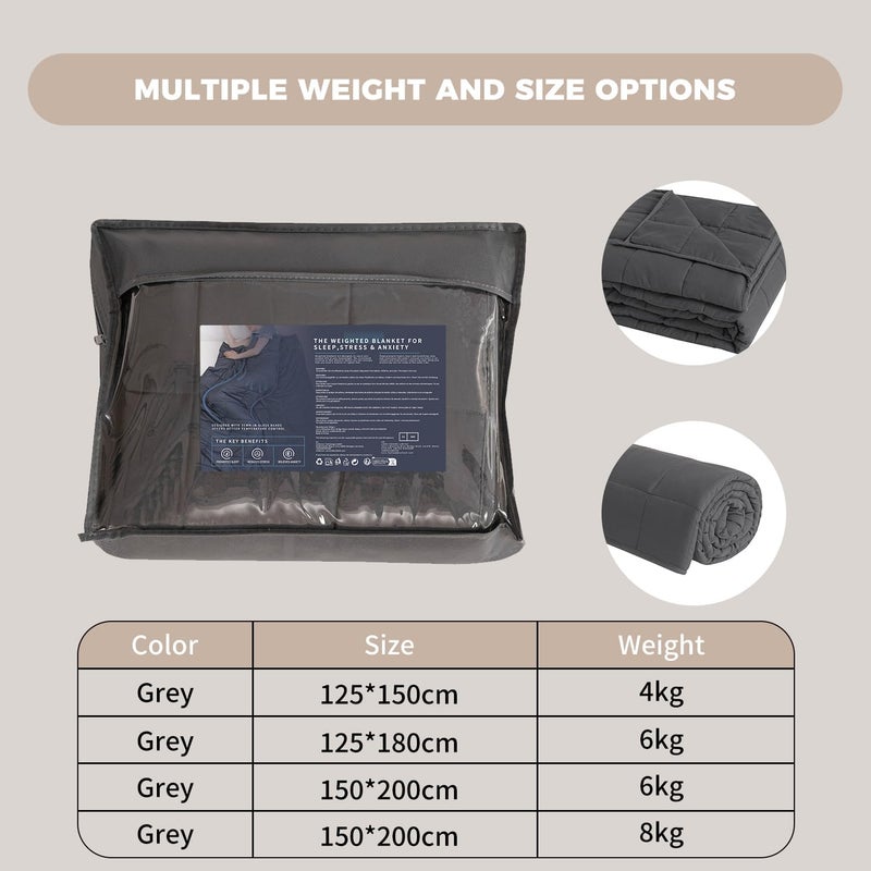 Good Nite Weighted Blanket Adult Stress Relief Therapy Blanket Heavy Weight Blanket for Calm Senses (Grey, 4kg, 125x150cm) - Image 4