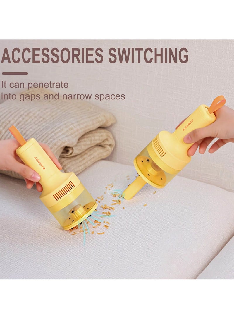 هاندي مكنسة كهربائية صغيرة للمنزل والسيارة لاسلكية محمولة باليد باللون الأصفر - Image 1