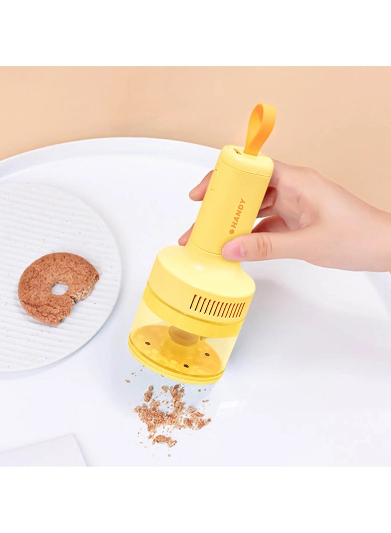 هاندي مكنسة كهربائية صغيرة للمنزل والسيارة لاسلكية محمولة باليد باللون الأصفر - Image 2