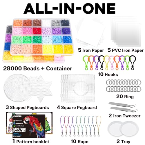 FUNZBO 28000 2.6mm Mini Size Fuse Beads Set - 48 Colors, Toys and Crafts, Arts and Crafts, Kids Room Decorations, Gifts for Girls, Boys, Kids and Teens (Non Standard Size) - Image 2