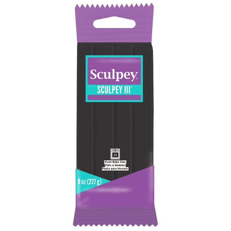 Sculpey III Polymer OvenBake Clay Black Non Toxic 8 oz bar Great for Modeling Sculpting Holiday DIY Mixed Media and School Projects Great for Kids and Beginners