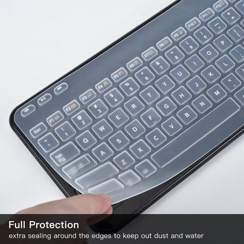 غطاء لوحة مفاتيح من السيليكون للوحة مفاتيح Logitech K360 MK360 اللاسلكية، واقي لوحة مفاتيح Logitech K360 MK360 المقاوم للماء من السيليكون، شفاف - Image 3