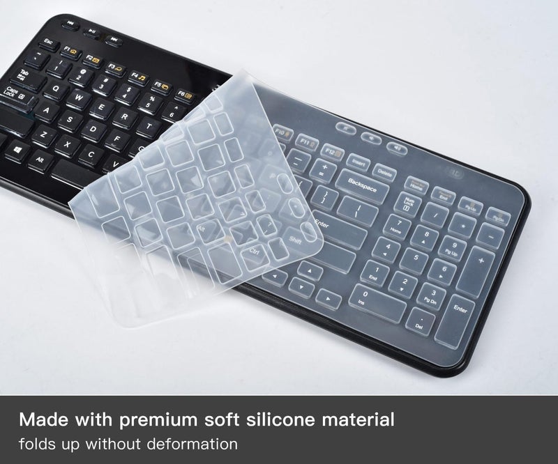 غطاء لوحة مفاتيح من السيليكون للوحة مفاتيح Logitech K360 MK360 اللاسلكية، واقي لوحة مفاتيح Logitech K360 MK360 المقاوم للماء من السيليكون، شفاف - Image 2