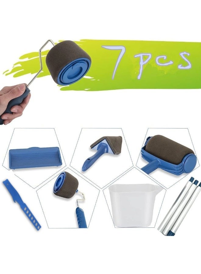 شيبشيب طقم بكرات طلاء احترافية مكون من 7 قطع مع عمود تمديد، مجموعة فرش طلاء سريعة للجدران والأسقف، مجموعة أدوات تزيين الجدران المنزلية - Image 3