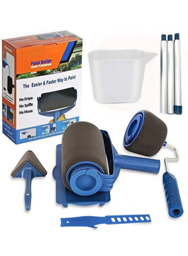 شيبشيب طقم بكرات طلاء احترافية مكون من 7 قطع مع عمود تمديد، مجموعة فرش طلاء سريعة للجدران والأسقف، مجموعة أدوات تزيين الجدران المنزلية - Image 1