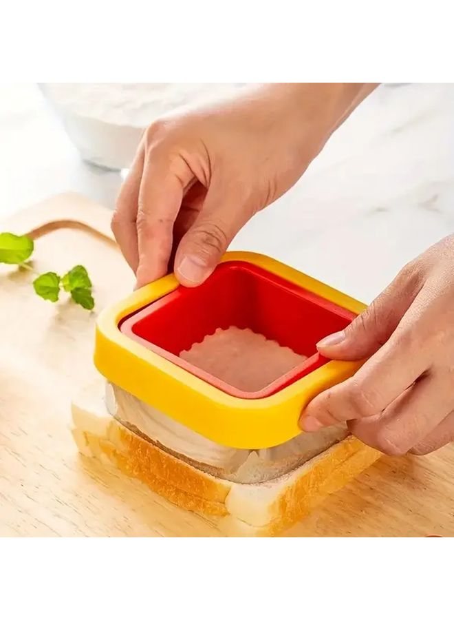 Yellow Sandwich Cutter Stainless Steel Food Grade Square Pastry Mold For Baking Lunch Box - Image 5