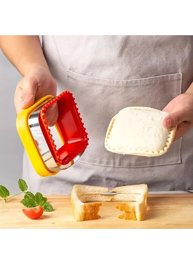 Yellow Sandwich Cutter Stainless Steel Food Grade Square Pastry Mold For Baking Lunch Box - Image 1