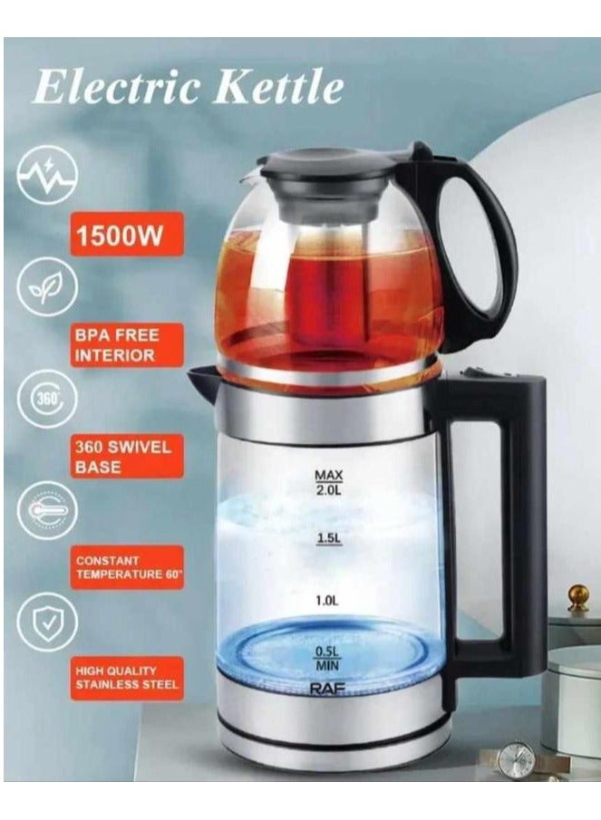 DENX 1500W Double Pot Electric Kettle With Removable Tea Filter, Capacity 1.8L kettle & 1.0L Tea Pot, High-Speed Boilier Tea Maker, Multifunctional Hot Water Dispenser, Turbo boiling kettle, DX2015 - Image 5