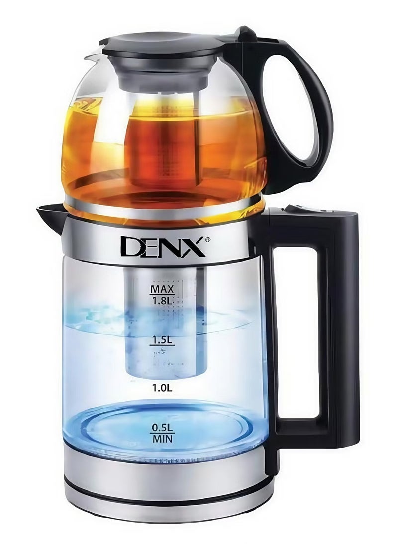 DENX 1500W Double Pot Electric Kettle With Removable Tea Filter, Capacity 1.8L kettle & 1.0L Tea Pot, High-Speed Boilier Tea Maker, Multifunctional Hot Water Dispenser, Turbo boiling kettle, DX2015 - Image 1
