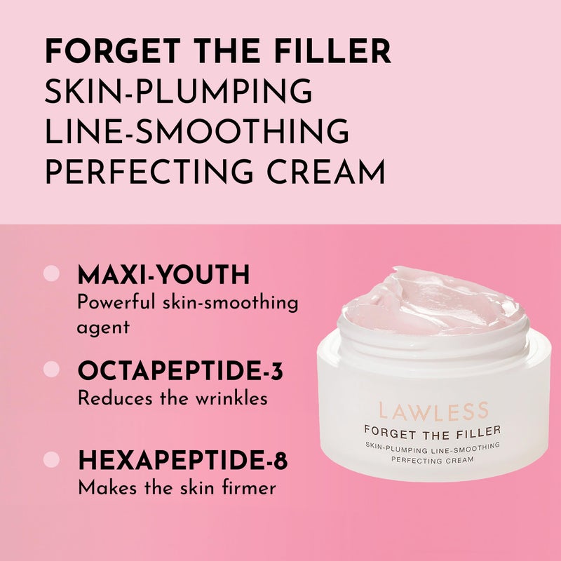 Lawless Forget the Filler Skin-Plumping Line-Smoothing Perfecting Cream - Premium Non-Acne Moisturizer Designed to Prime, Plump, Smooth, and Tighten Skin for a Youthful, Hydrating Look - 1.7 oz - Image 2