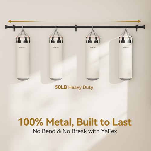 YaFex Curtain Rods 2 Pack 32-118 Inch, Heavy Duty 1 Inch Curtain Rod, Black Long Adjustable Window Treatment Rods,Modern Design, Easy Installation - Image 3