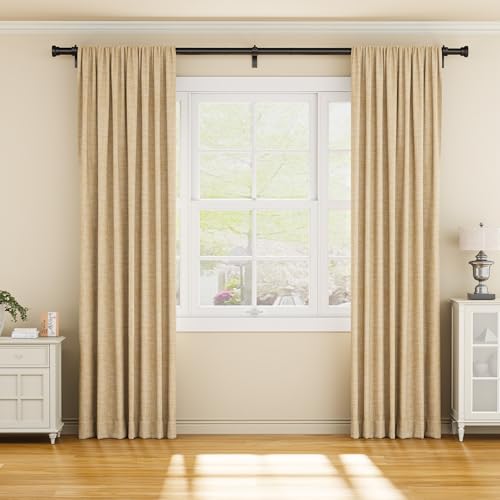 YaFex Curtain Rods 2 Pack 32-118 Inch, Heavy Duty 1 Inch Curtain Rod, Black Long Adjustable Window Treatment Rods,Modern Design, Easy Installation - Image 2