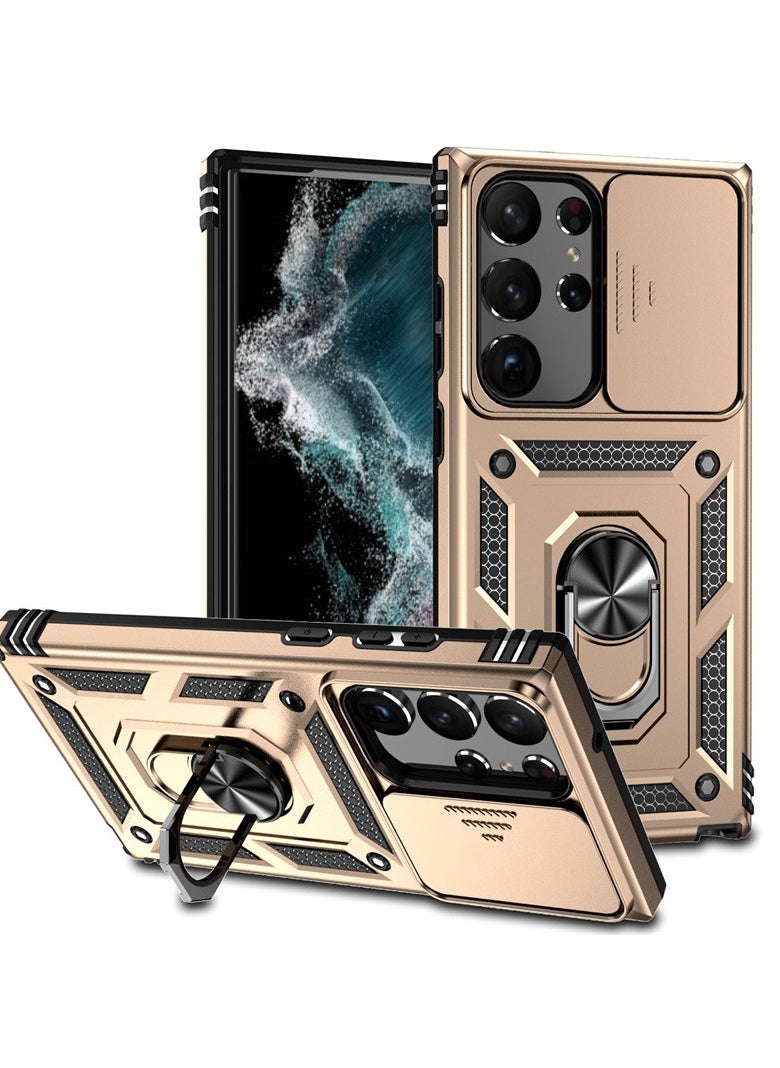 TEAM LUXURY Samsung Galaxy S24Plus Case, Slide Camera Cover, Built in Rotate Ring Kickstand, Heavy Duty Shockproof Protective Case  - Image 1