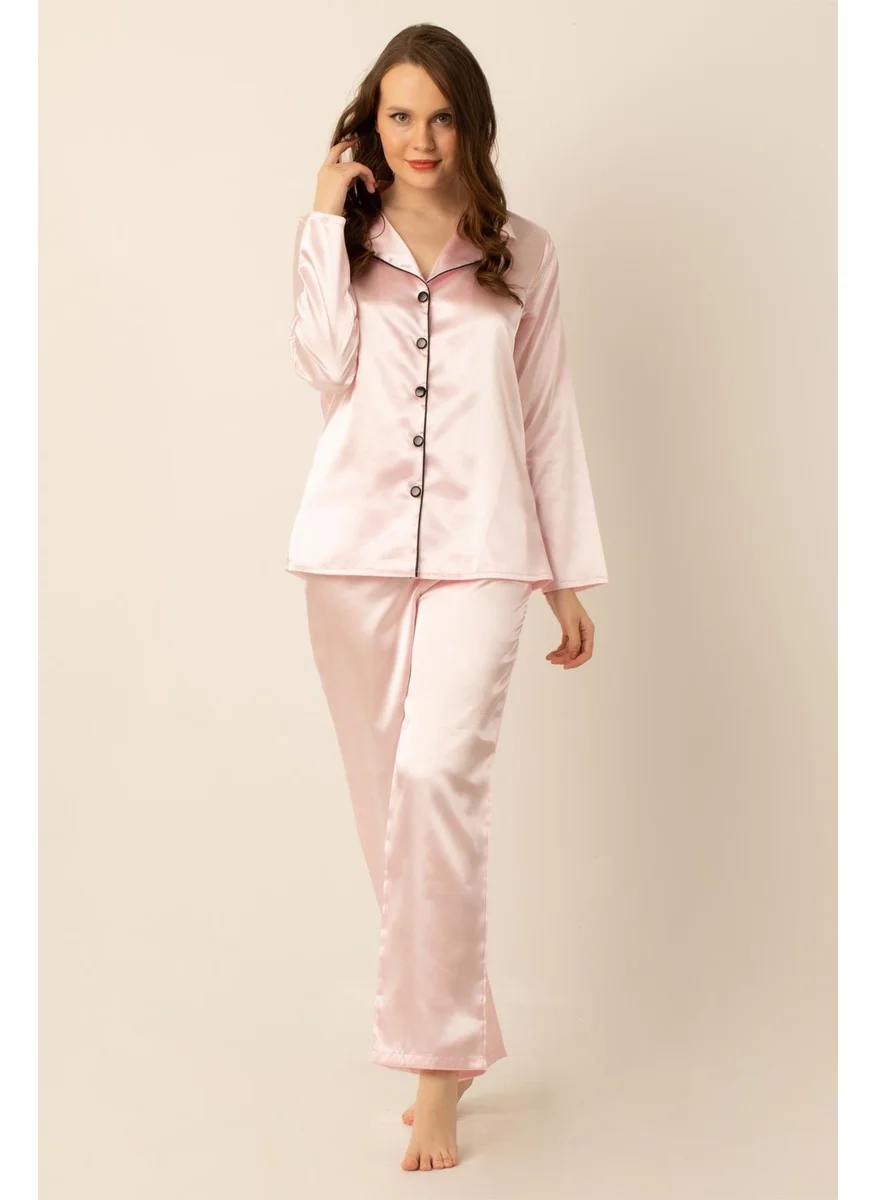 دو رى مى Long Sleeve Satin Pajamas Set