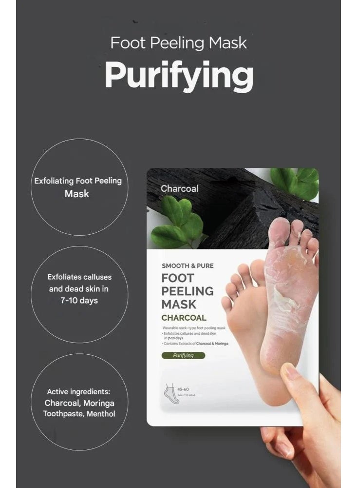 Ariul Smooth & Pure Foot Peeling Mask Charcoal & Moringa – 34g - Image 3