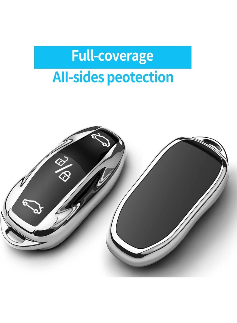 غطاء مفتاح فوب لتيسلا، حقيبة حماية للغطاء متوافقة مع تيسلا موديل 3 موديل Y موديل S (فضي) - Image 3