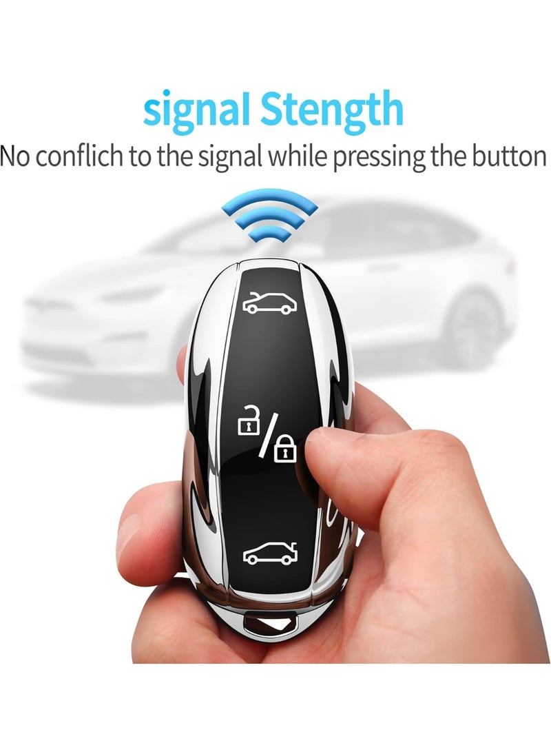 غطاء مفتاح فوب لتيسلا، حقيبة حماية للغطاء متوافقة مع تيسلا موديل 3 موديل Y موديل S (فضي) - Image 4