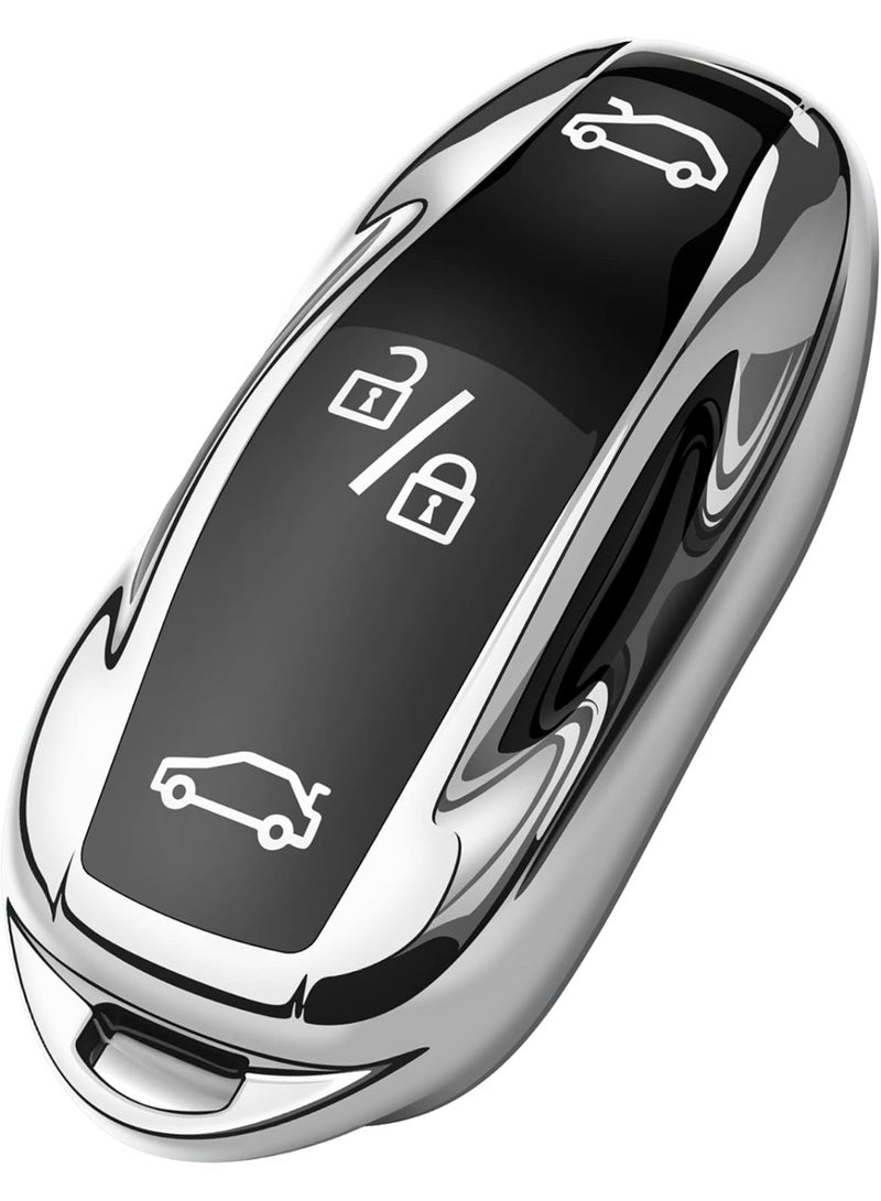 غطاء مفتاح فوب لتيسلا، حقيبة حماية للغطاء متوافقة مع تيسلا موديل 3 موديل Y موديل S (فضي) - Image 1