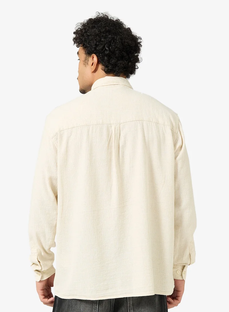 جاك اند جونز قميص بأكمام طويلة من الجاكار