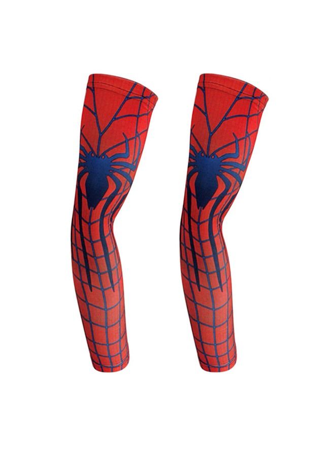 Spiderman Pattern Protection Arm Sleeves for Men Women, Compression Athletic Sleeves, Cooling Sleeves, Tattoo Cover up for Outdoor (Red, Blue) - Image 1