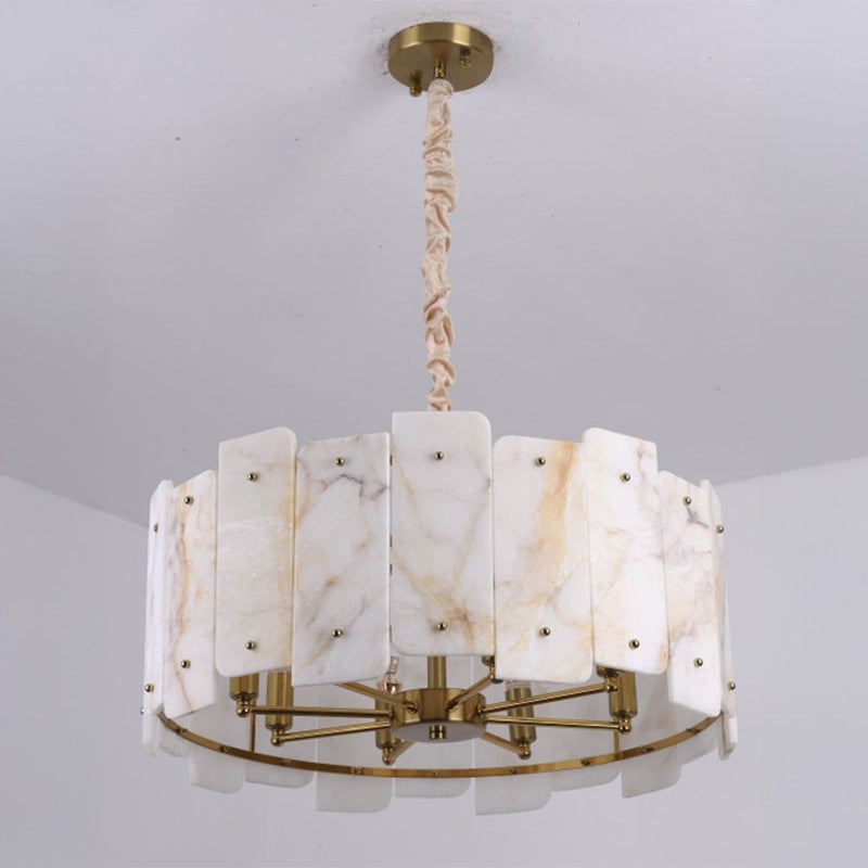DANUBE HOME Alessia Marble Chandeliers 60cm Contemporary Pendant Lamps Hanging Lanterns E14 Bulb Base Modern Design Indoor Lighting For Bedroom L60xW60xH25cm-Copper Gold - Image 5