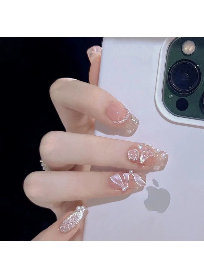 Goolsky أظافر مضغوطة بتصميم فيري ريبون بيرل باو - Image 1