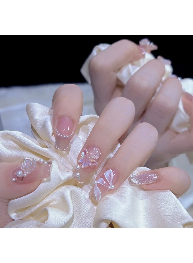 Goolsky أظافر مضغوطة بتصميم فيري ريبون بيرل باو - Image 4