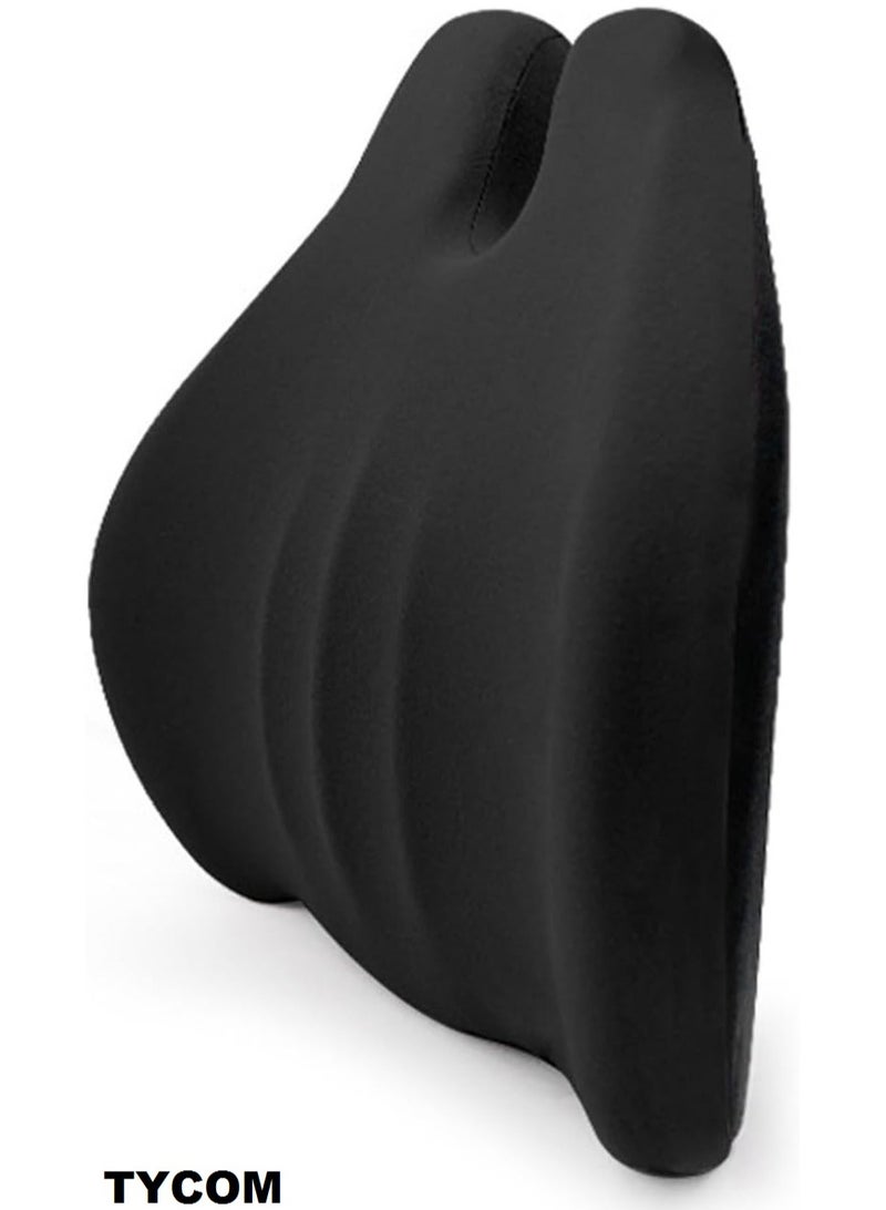 TYCOM Seat Cushion for Office Lumbar Support Pillow Chair Memory Foam Seat Cushion for Sciatica Back Support Pillow Chair Pads Reduce Tailbone Pressure Black.
