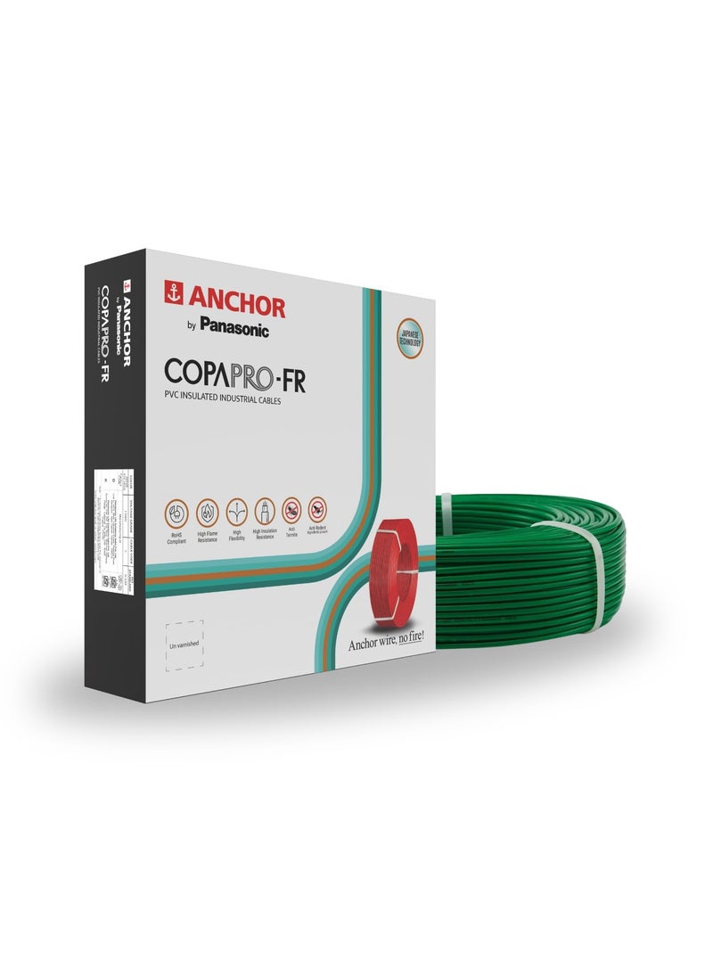 Anchor Anchor by Panasonic 6 mm COPAPro FR Electrical Wire 90 Meter Fire Resistant Single Core PVC insulated Pure Copper Wire Anti Rodent Anti Termite Flexible Wire for Connections GREEN 96142GN  - Image 1