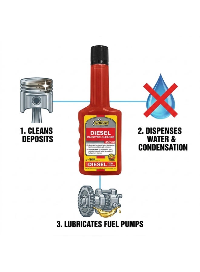 Shield Diesel Injector Cleaner Fuel System Cleaner Removes Deposits Restores Performance Better Lubrication Improves Fuel Economy Anti Corrosion Diesel Additive Auto Care Bottle 350ml Pack KSA - Image 3