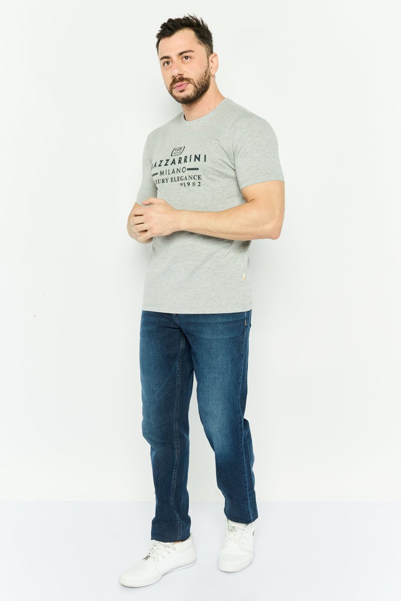 Gazzarrini Men Crew Neck Short Sleeves Graphic Print T-shirt, Grey - Image 2
