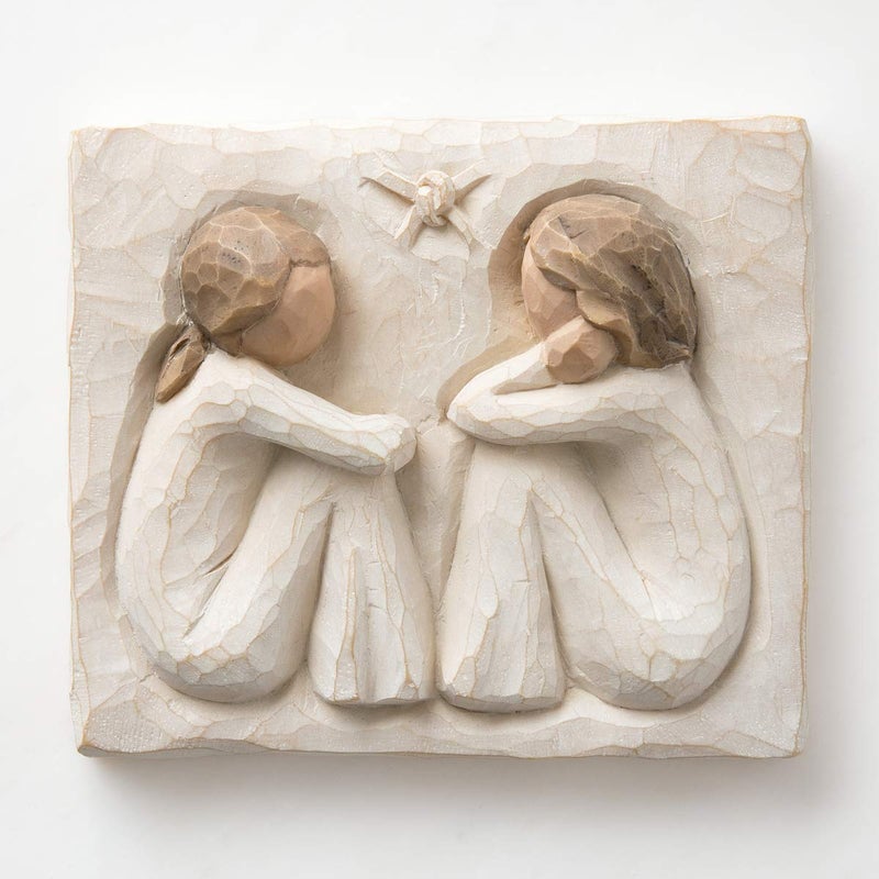 Willow Tree Friendship  Forever True  Forever Friends  an Expression of Friendship and Sisterhood in Carved Bas-Relief  Sculpted Hand-Painted Plaque - Image 2