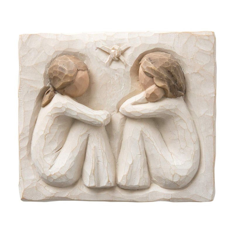 Willow Tree Friendship  Forever True  Forever Friends  an Expression of Friendship and Sisterhood in Carved Bas-Relief  Sculpted Hand-Painted Plaque - Image 1