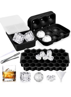 3 Black Silicone Giant Ice Ball Cube Maker Use for Kids with Candy Pudding Jelly Milk Juice Chocolate Mold or Cocktails Whiskey, Look Fruit Edible Flowers (Set of 3)