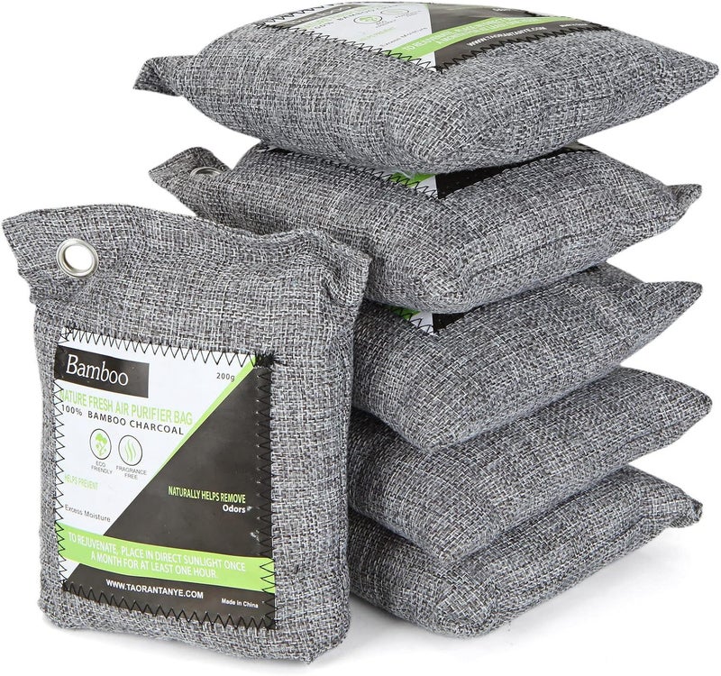 MIVIDE 6PCS 200G Nature Fresh Air Purifier Bags, Activated Bamboo Charcoal Air Purifying Bag, Wardrobe Air Freshener, Odor Eliminators for Home, Cars, Closets, Bathrooms - Image 1