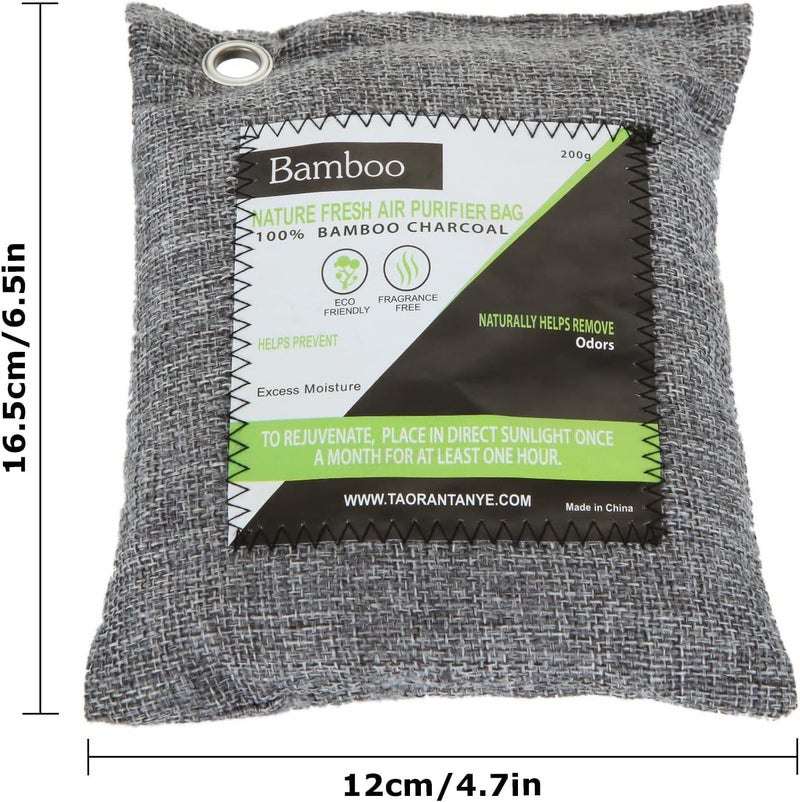 MIVIDE 6PCS 200G Nature Fresh Air Purifier Bags, Activated Bamboo Charcoal Air Purifying Bag, Wardrobe Air Freshener, Odor Eliminators for Home, Cars, Closets, Bathrooms - Image 2