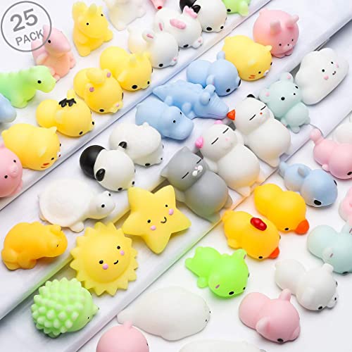 KUUQA 25Pcs Mochi Squishy Toys Kawaii Squishies Animals Panda Cat Paw Cute Mini Soft Squeeze Stress Reliever Balls Toys Birthday Party Bag Gifts Favours for Kids Adult - Image 2