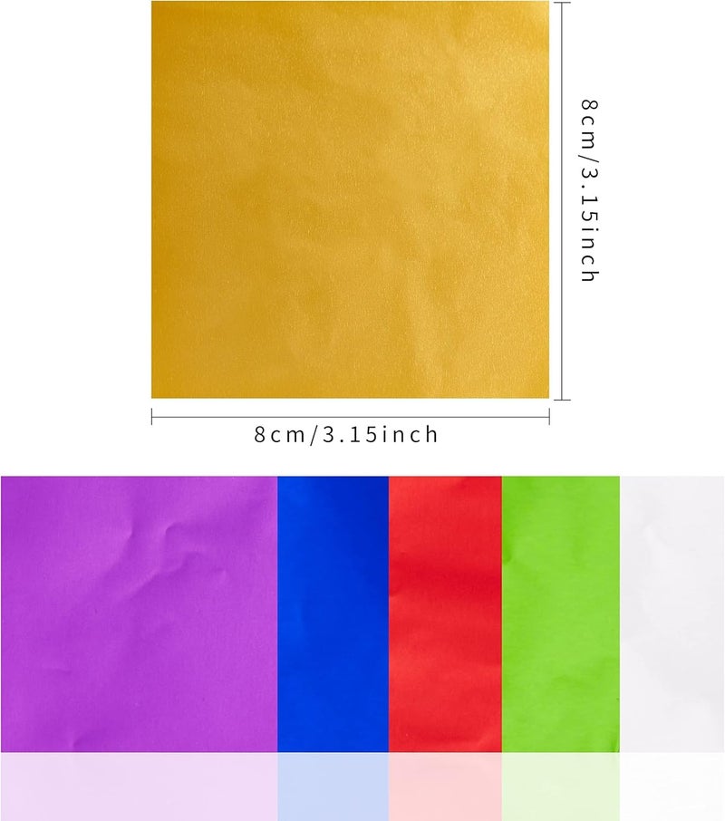 CAKE DECOR Aluminum Cut Foil Chocolate Wrapper – Multicolor 8cm x 8cm / 3.15 x 3.15 inches – 200pcs, Perfect for Candy & Dessert Wrapping - Image 2