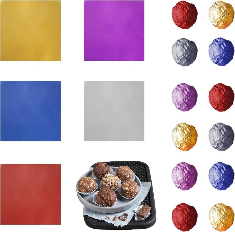 CAKE DECOR Aluminum Cut Foil Chocolate Wrapper – Multicolor 8cm x 8cm / 3.15 x 3.15 inches – 200pcs, Perfect for Candy & Dessert Wrapping - Image 1