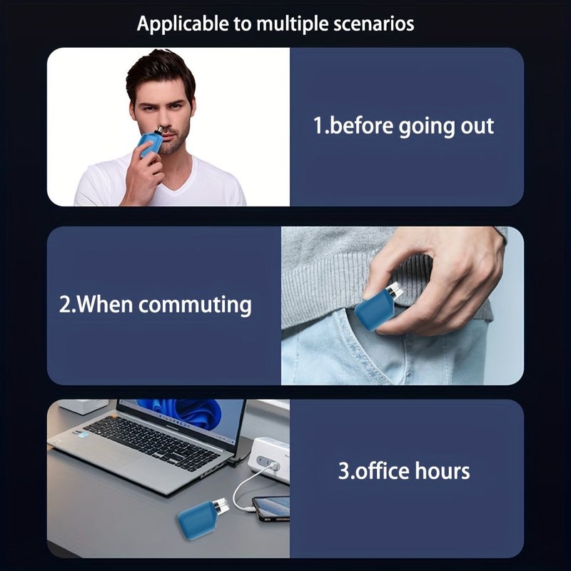 Blue Rechargeable Nose Ear Hair Trimmer Professional Painless Eyebrow And Facial Hair Trimmer For Men And Women With Powerful Motor And Dual Edge Blade - Image 4