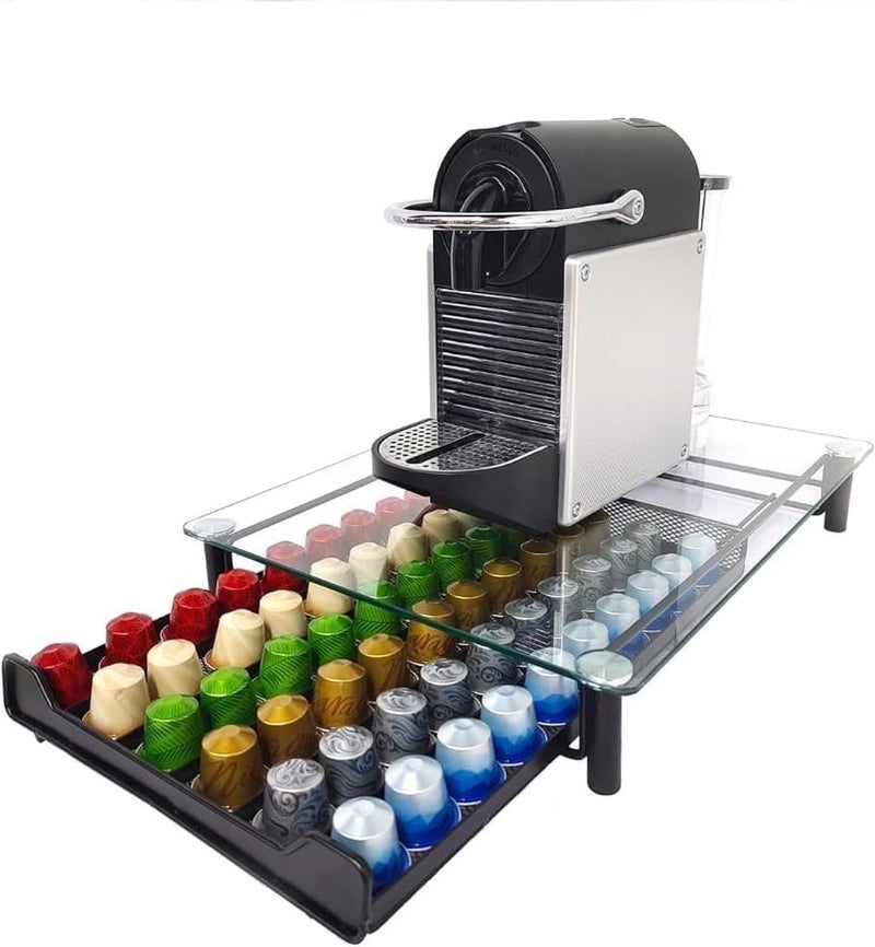 SIMPDIY Coffee Pod Holder Drawer, Coffee Capsule Storage 60 Capacity Pods Capsules Organizer with Sliding Baskets K Cup Coffee Pod Stand Tray for Countertop Home Kitchen Counter Office - Image 1