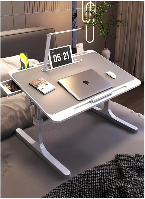 Folding Laptop Table Foldable Adjustable Height, Adjustable Angle Laptop Table Home Desk and Study Table 60 x 40 cm Grey White