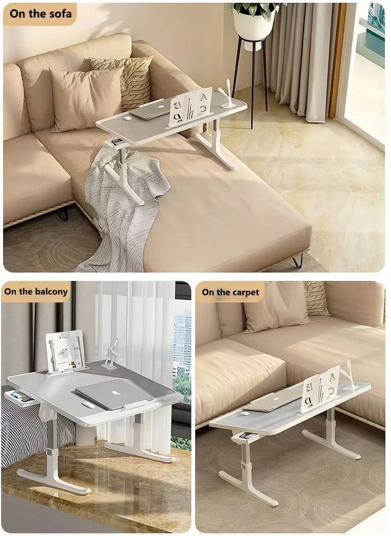 Folding Laptop Table Foldable Adjustable Height, Adjustable Angle Laptop Table Home Desk and Study Table 60 x 40 cm Grey White