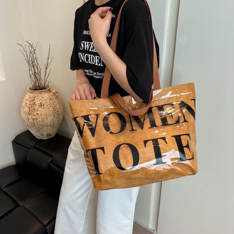 Women'S New Tote Bag, High-End Lettering, Large-Capacity Commuter Design, Personalized Shoulder Handbag - Image 1
