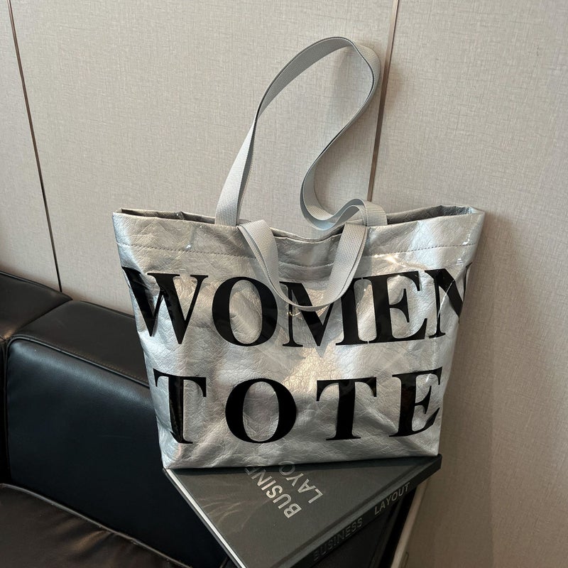Women'S New Tote Bag, High-End Lettering, Large-Capacity Commuter Design, Personalized Shoulder Handbag - Image 3